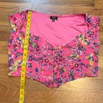 AFRM Myla Corset Womens Large Pink Floral Short Sleeve Open Front Crop Top Photo 5