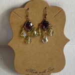 Elegant Gold and Purple Dangle Earrings Photo 2