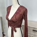 Urban Outfitters  Iris Plunge Top Brown Floral Multi Small Photo 5