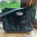 Brighton Black Leather Textured Shoulder Bag with Silver Hardware Photo 0