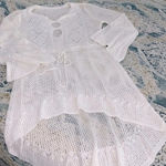 None White boho crochet knit swim cover up dress Photo 3