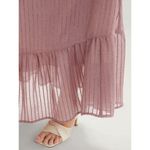 Bloomchic Solid Striped Notched Ties Up Pocket Flutter Maxi Dress Pink 18 Photo 8