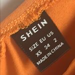 SheIn  Orange Square Neck Puff Sleeve Back Lace Up Cropped Summer Blouse Top Photo 7