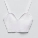 ZARA NWT  White Ribbed Sweater Knit Sweetheart Neckline Crop Tank top sz Large Photo 2