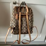 Coach Vintage signature “C” jacquard canvas and leather brown/tan backpack 6613 Photo 1