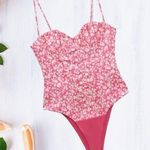 ZARA  Floral Corset Bodysuit Pink & White thin streps sleeveless Sz L Photo 0