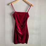 Windsor Red Velvet Bodycon Dress – Draped Mini – “All Eyes On You” – Size M Photo 1