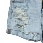 American Eagle  SZ 2 Mom Jean Shorts Distressed Cuffed Zip-Fly Light Wash Stretch Photo 1