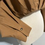 ZARA  Women Brown Long Sleeves Poplin Collared Pleated Casual Cotton Shirt Sz L Photo 9