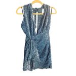 NBD NEW x Revolve Pari Mini Dress Blue Halter Flocked Animal Print Sz Small Photo 8