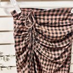 ALC Frank A.L.C. Orly Ruched Checked Crepe Midi Skirt Black/Brandy Brown Women's Size 2 Photo 3