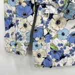 Eddie Bauer Vtg.‎  Floral Print Belted Trench Coat Spring Jacket Blue White Small Photo 8