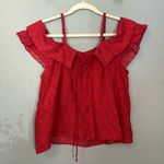 Anthropologie  Maeve Mandalay Open-Shoulder Blouse Pink Geometric Print Sz‎ Small Photo 7