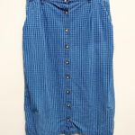 Cabin creek Vintage  Button Front Blue Checkered Women's Midi Cotton Skirt Photo 0