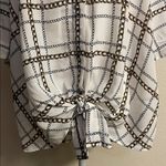 7 For All Mankind  Chain Print Blouse | Tie Front | Short Sleeve | Size M Photo 4
