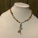 Handmade Orange Earth tone Cat Paw Charm Heart Necklace 18” Adjustable Photo 2