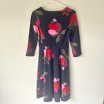 Boden Irene Ponte Dress Navy Blue Pink Red Floral Knee Length 3/4 Sleeve Preppy Photo 8