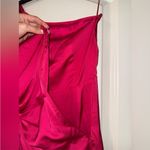 AMUR Deena One Shoulder Midi Dress in Rosie Raspberry Hot Pink Satin Cut Out 4 Photo 11
