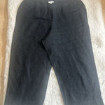 J.Jill 100% Linen Pants Womens Large Black Seersucker Ankle Length Photo 0