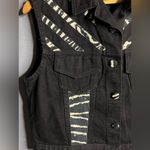 David David Vintage Jean Vest. Zebra Pattern details in size Large Black Photo 4