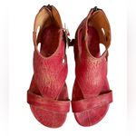 Bed Stu  Soto Red Lux Flat Cutouts Rivets Leather Sandals Size 7 NWT Photo 5