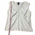 Rafaella Vintage  Sleeveless Beaded‎ Crochet Trim Top Photo 7