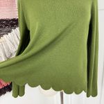 COS  Green Scallop Hem 100% Wool Crew Neck Sweater Sz M Photo 4