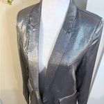 NWT LULUS Kourtney Gunmetal Satin Open Front Blazer Women’s Sz Medium💚 Gray Photo 2
