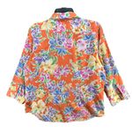 Lauren Ralph Lauren Blouse Womens L Orange Floral Cotton 3/4 Classic Euro Summer Size L Photo 3