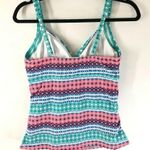 Lands' End Tankini Top Underwire Removable Pads Tummy Control Pink Green 6 Photo 1