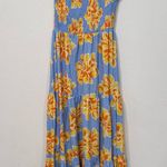 Abel the label  Blue Yellow Floral One Shoulder Maxi Dress L Photo 0