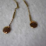 Source Unknown Just WOW 6" Gold Tone Link/Tube Chain Hammered Dics Hook Dangle Boho Earrings Photo 4