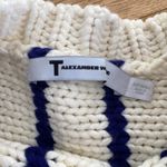 Alexander Wang T by  - Striped Chunky Knit Sweater in White & Blue Photo 1