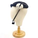 Vintage 50s Tilt Hat Black & Cream Straw Close Style Fascinator Black Mesh Veil Photo 5