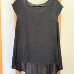 Eileen Fisher Confetti Laser Cut Black Silk Tunic Blouse XXS Photo 1