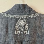 John Mark  Chambray Blue 100% Linen Embroidered Chambray Tunic Button Shirt 0X Photo 6