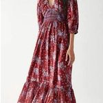 Free People Golden Hour Floral Print Smock Waist Wine Combo Maxi Dress Photo 0