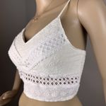 Rebellion Women's Size S White Lace Crop Cami Top Smocked V-neck Sleeveless Photo 9