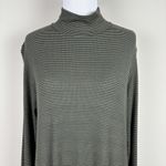 Comfy USA Tunic‎ Top Womens XL Green Black Stripe Mock Neck Lagenlook Flowy Knit Photo 2