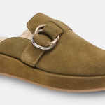 DOLCE VITA Suede Astor Plush Flats Mule Olive Green Photo 0