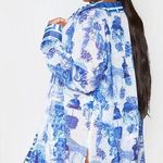 Pretty Little Thing NWT Blue Contrast Oversized Beach Shirt Size 12 Photo 1