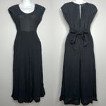 Anthropologie Cropped Wide Leg Jumpsuit Womens Size 0 Black Abbey Crepe Belted Photo 2