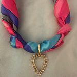 Heart Pendant Scarf Necklace Pink Photo 1