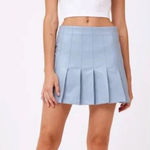 Aureum Sky Blue Vegan Leather Pleated Skirt Size Small Photo 0