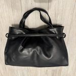 Black Top Handle Bag with White Stitching Photo 3