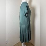Kori  America‎ Blue Green Ruffled Tiered Mini Dress Size Medium Stretchy Boho Photo 2