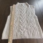 Lucky Brand  Women Metallic Cable-Knit Sweater Vest Ivory Silver Size XS MSRP $90 Photo 7