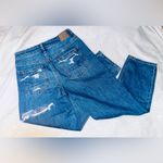 American Eagle  Mom Straight Jean Plaid Patch Sz 6 Photo 1