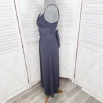 Jennifer Lopez Faux Wrap Draped Front Tie Waist Knit Maxi Dress Blue Grey Medium Photo 1