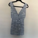 ZARA Blue and White Tweed Plaid Pinafore Mini Dress Medium Double Breasted Photo 6